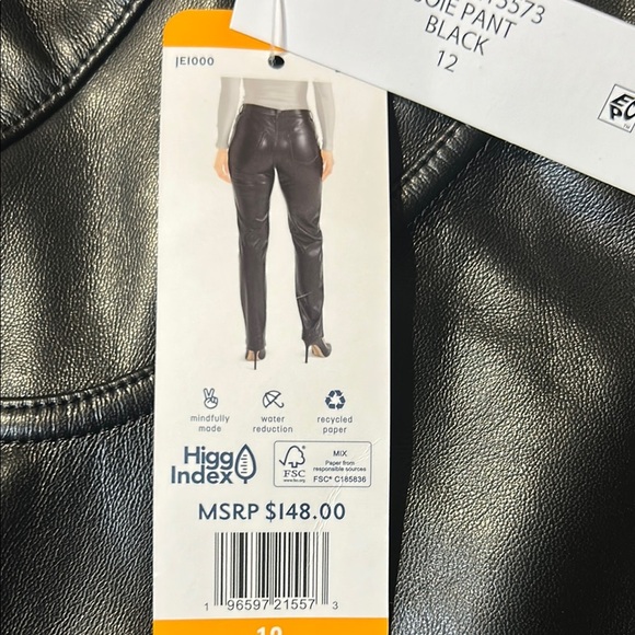 Joie Black Vegan Faux Leather. The Joie Pant. NWT  size 12 - Picture 6 of 15